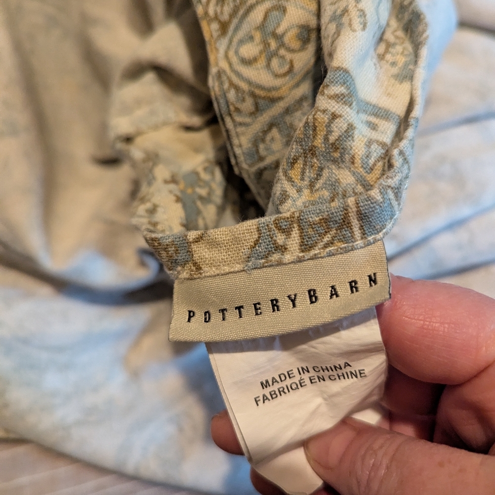 Pottery Barn Full/Queen Duvet Fresco Paisley Blue/Yellow with 2 euro shams - Picture 4 of 10